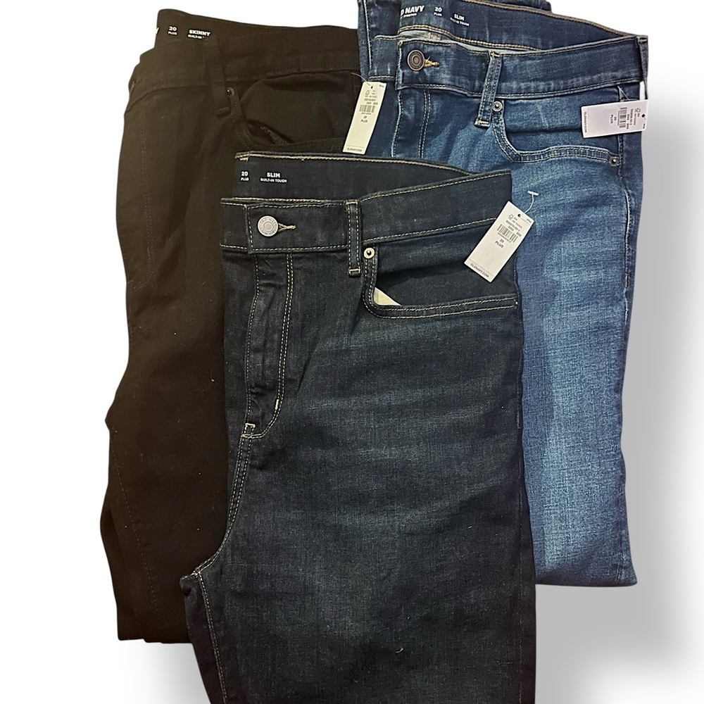 3 NWT Old Navy Big Kids Jeans - Black, Dark Wash, and Medium Wash